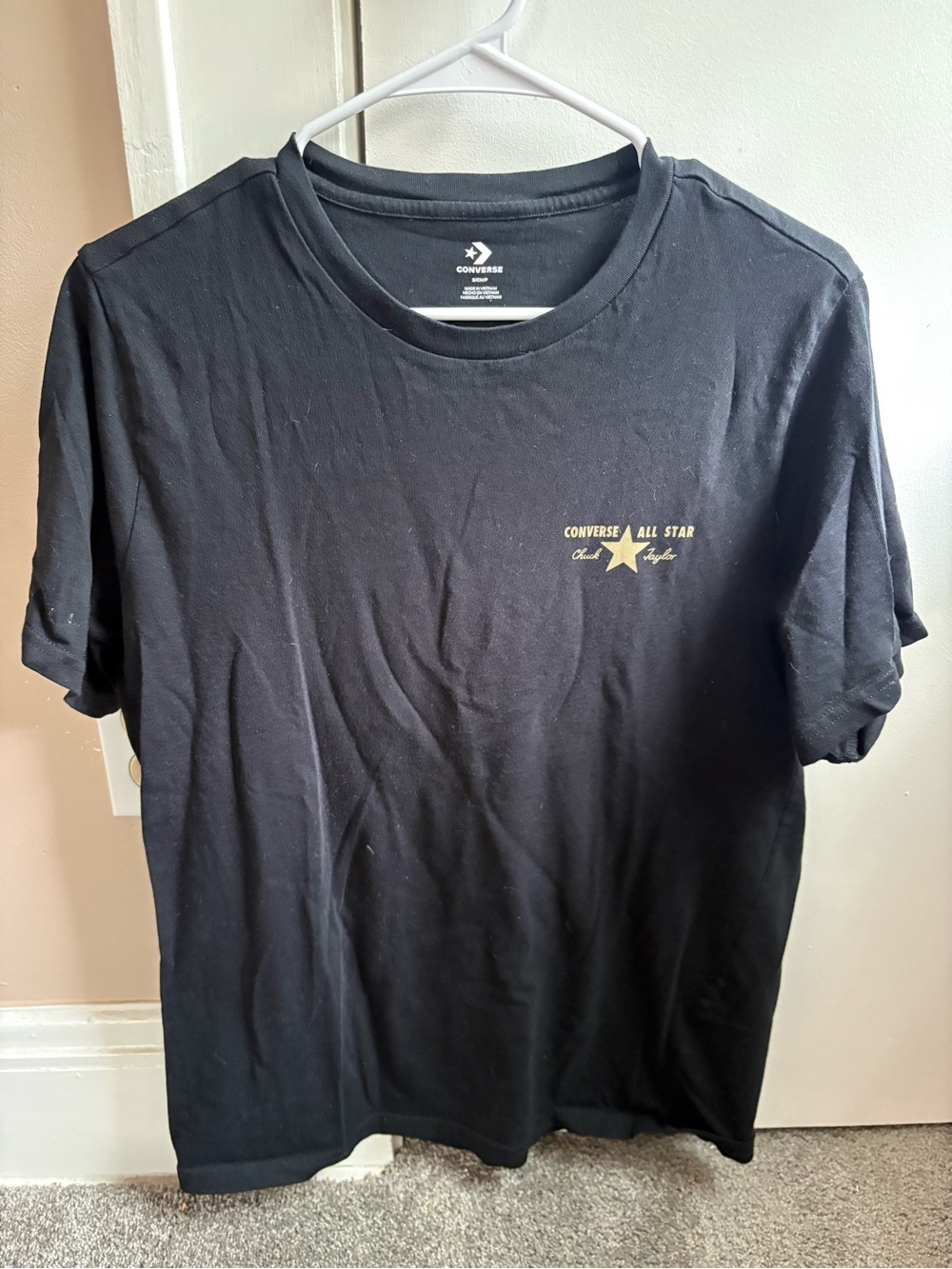 Converse Black Short Sleeve Tee with Gold Star Logo